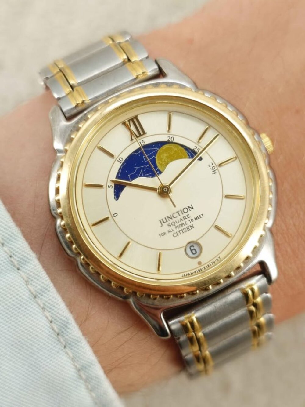 Citizen Junction Square 6185-K04891 Moon Phase Two Tone JDM Dress Watch 33mm